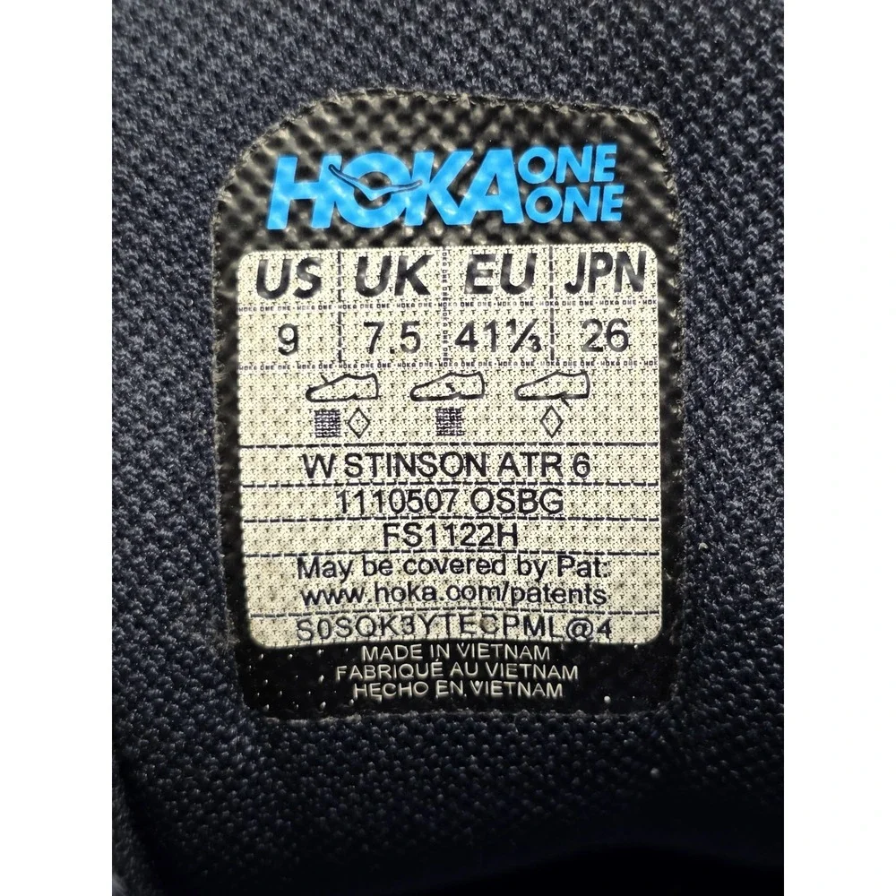 Hoka One One Stinson ATR 6 Shoes Womens Size Blue Running Shoes 1110507 OSBG